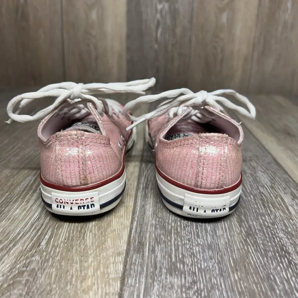 Converse Junior Youth US Size 2 Chuck Taylor All Star Low Pink Glitter Shoes
